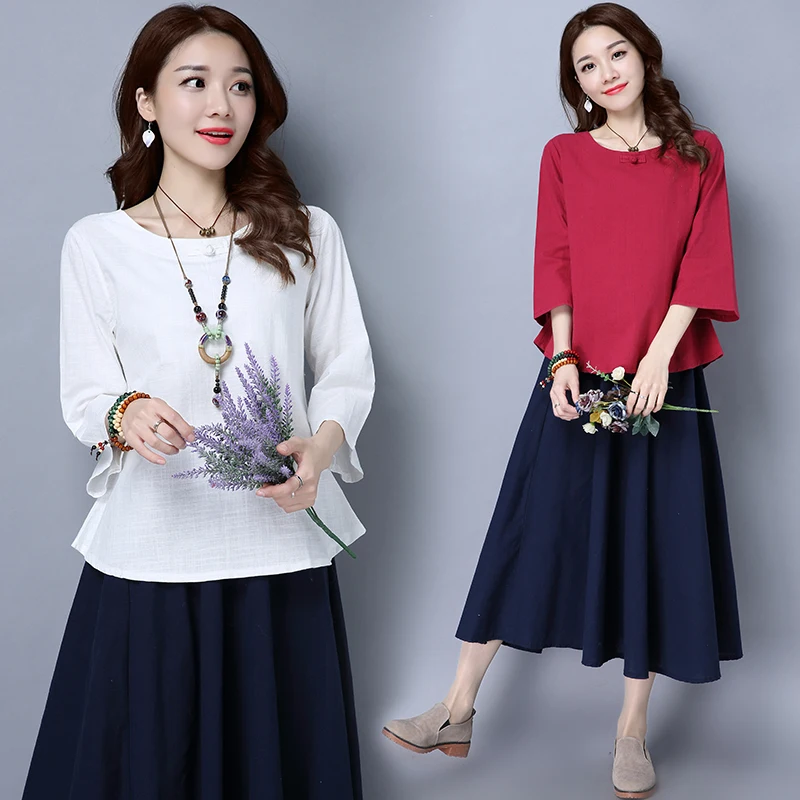 2017 Весенняя Новая женская хлопковая рубашка женские свободные топы на пуговицах