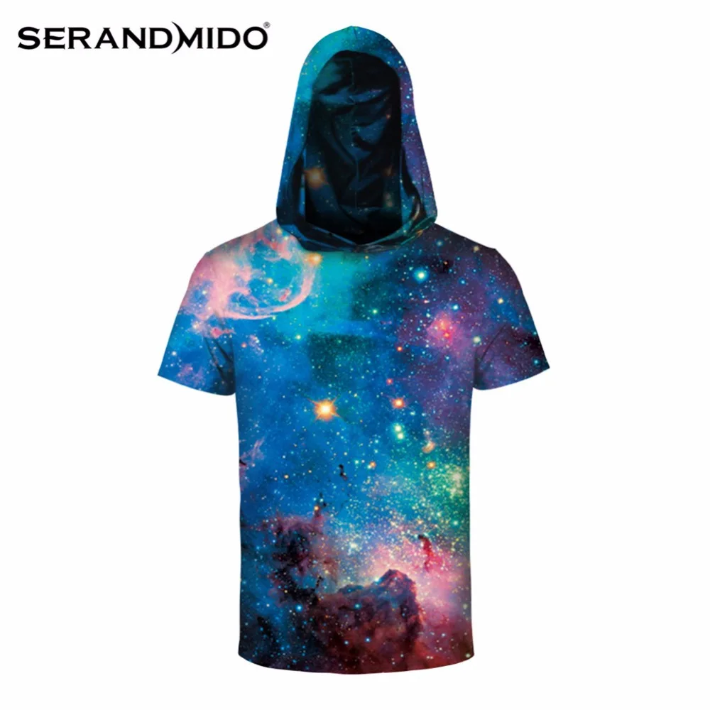 Serandmido женские панк-рок футболка с капюшоном Новый стиль Звездное небо печатных