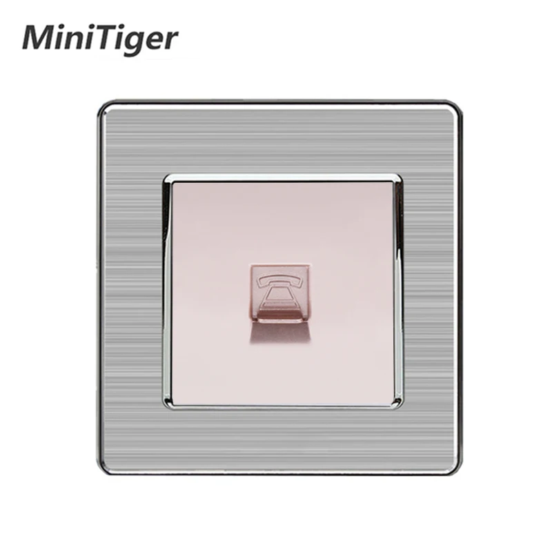 Minitiger 1 банда RJ11 2 ядра телефонный разъем Роскошная розетка из нержавеющей стали