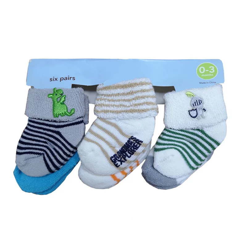 Новые носки для малышей хлопковые в полоску новорожденных мальчиков 0 3 месяцев
