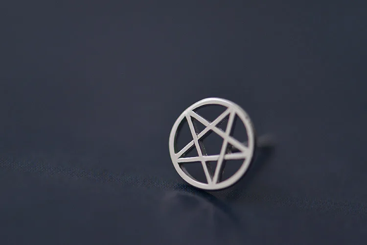 Серьги Flyleaf из стерлингового серебра 925 пробы полая пентаграмма серьги-гвоздики в