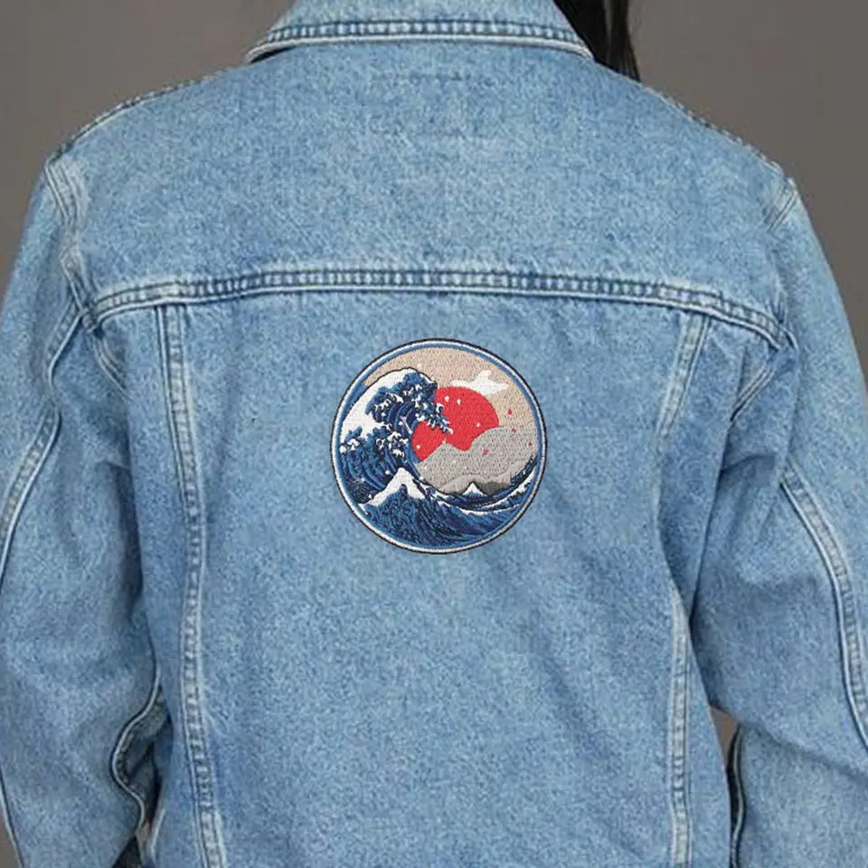 Нашивки Embird вышитая нашивка для одежды большая ручной работы в стиле Great Wave off