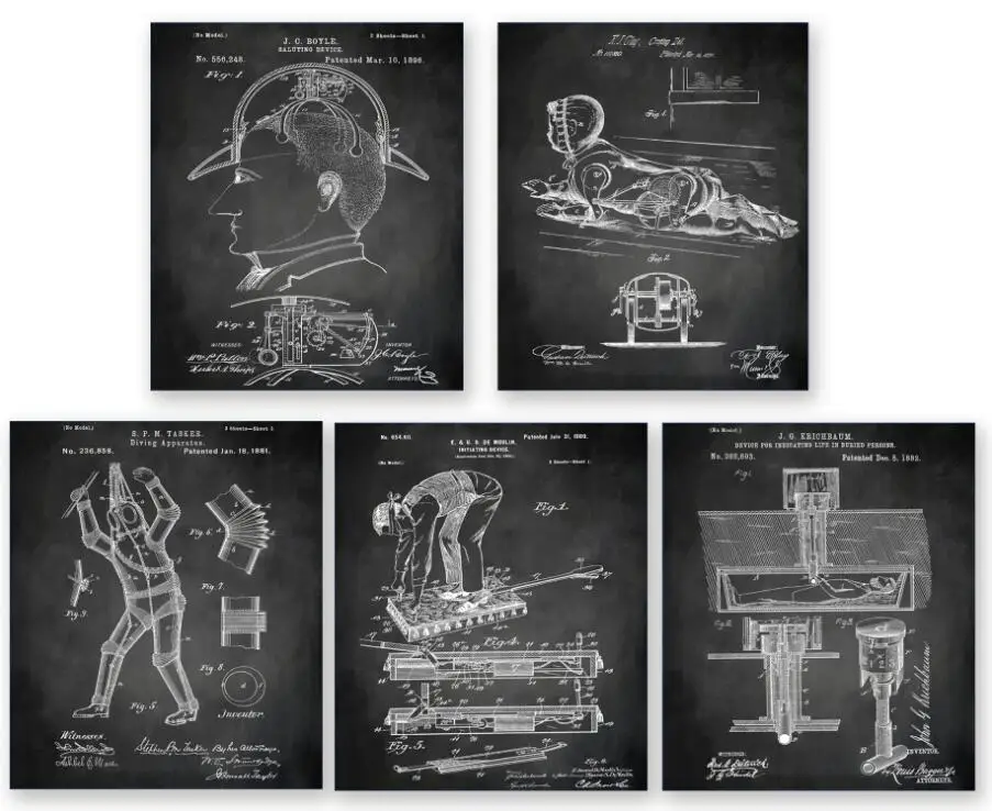 chalkboard art Винтаж смешной странный лакированная эскиз в ранее 20th набор Постеров 5 в 1/лакированная Нейл-арт/Развивающие Нейл-арт/Винтаж искусство рисования - Цвет: chalkboard art