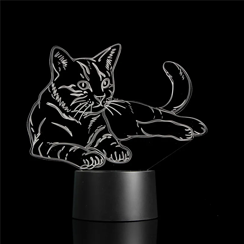Smuxi прекрасный кот 3D ночник lighttremote сенсорный Swith светодиодный 3D светильник с животными 7 цветов USB 3D иллюзия настольная лампа домашний декор как детская игрушка