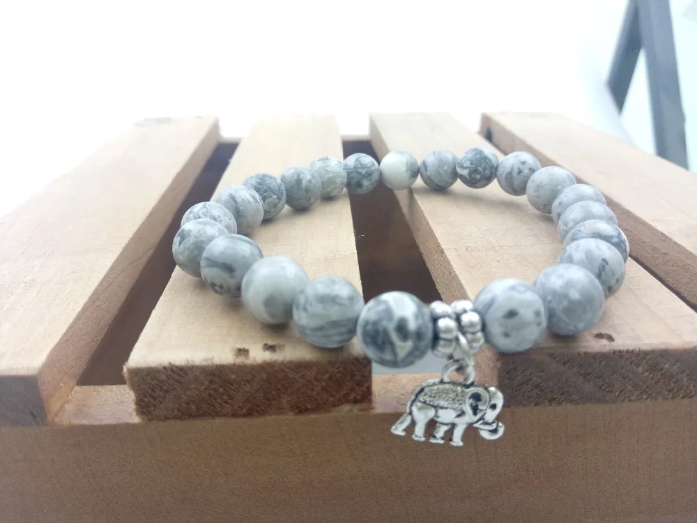 8 мм браслет MapJasper браслеты для йоги Бусы Мини Слон подвеска mala бусы модные мужчин