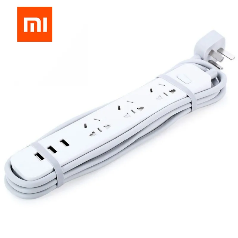 Оригинальная лента питания Xiaomi 3 USB + гнезда электронный адаптер для быстрой