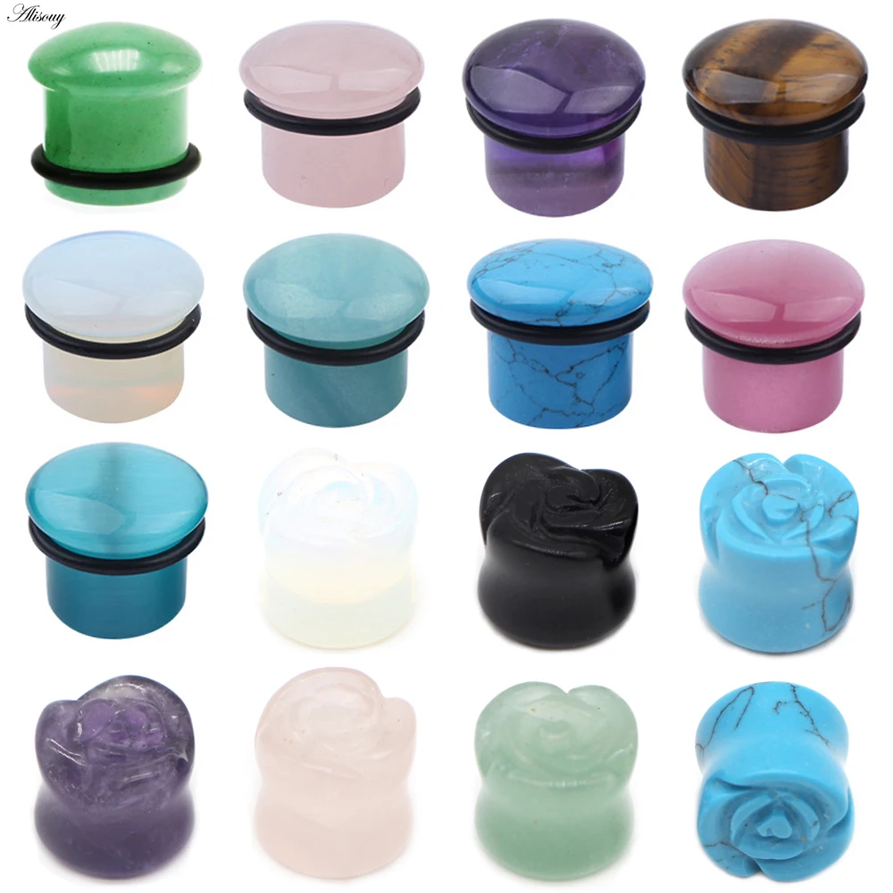 

1pc Stone Ear Plug Tunnel Ear Piercings Earring Gauges Helix Piercing Ear Stretcher Ear Plugs Body Piercing Jewelry 4mm-16mm