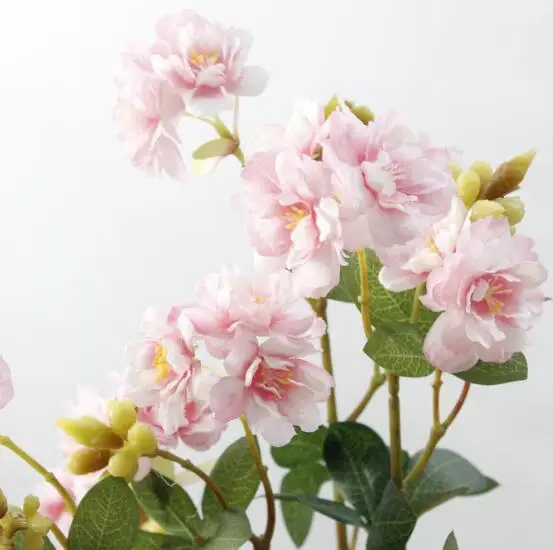 Pink 18 головок цветки сакуры, японской вишни, искусственные цветы Флорес для рождества, украшения дома, свадьбы, искусственный цветок Флер - Цвет: Pink