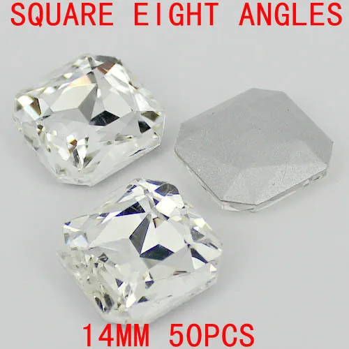 Квадратные с 8 углами хрустальные камни серебро фольга Точка Назад Свободные