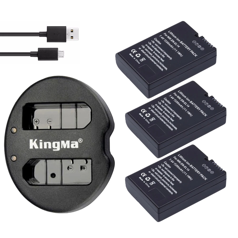 EN EL14 ENEL14 аккумулятор + двойное зарядное устройство USB для Nikon EL14A P7800 P7100 D3400 D5500 D5300