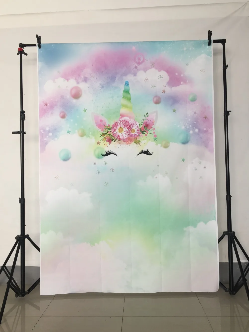 Photography backdrops 3 D RAINBOW UNICORN wonderland cloud Backdrop Printable Artwork Personalized Birthday Party baby shower|Фон для
