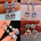 Роскошные женские Овальные Серьги-капельки в форме листа, модные серьги из искусственного камня, длинные висячие серьги с кристаллами для женщин