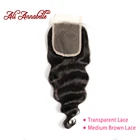 ALI ANNABELLE Волосы Бразильские свободные волнистые кружевные застежки средние коричневые кружева Remy человеческие волосы швейцарские кружева 10-20 дюймов