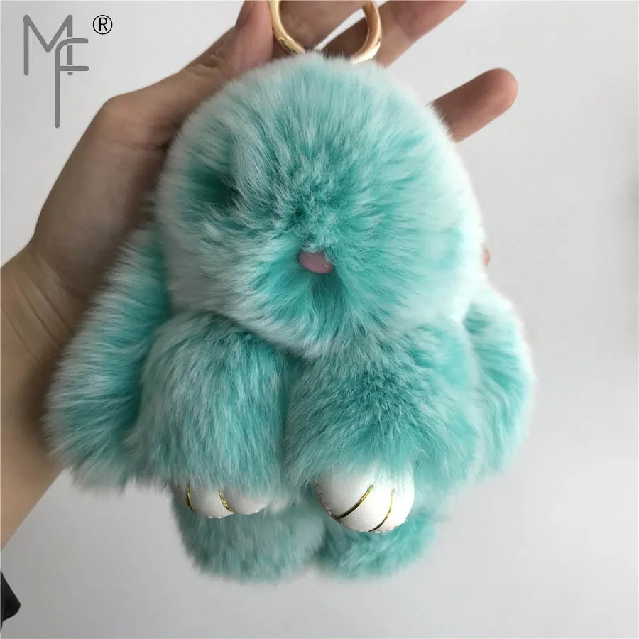 Magicfur-настоящий мех кролика милый Зеленый Мороз кролик игрушка брелок для ключей Помпон Мяч Сумка Жук Шарм брелок pendan аксессуары