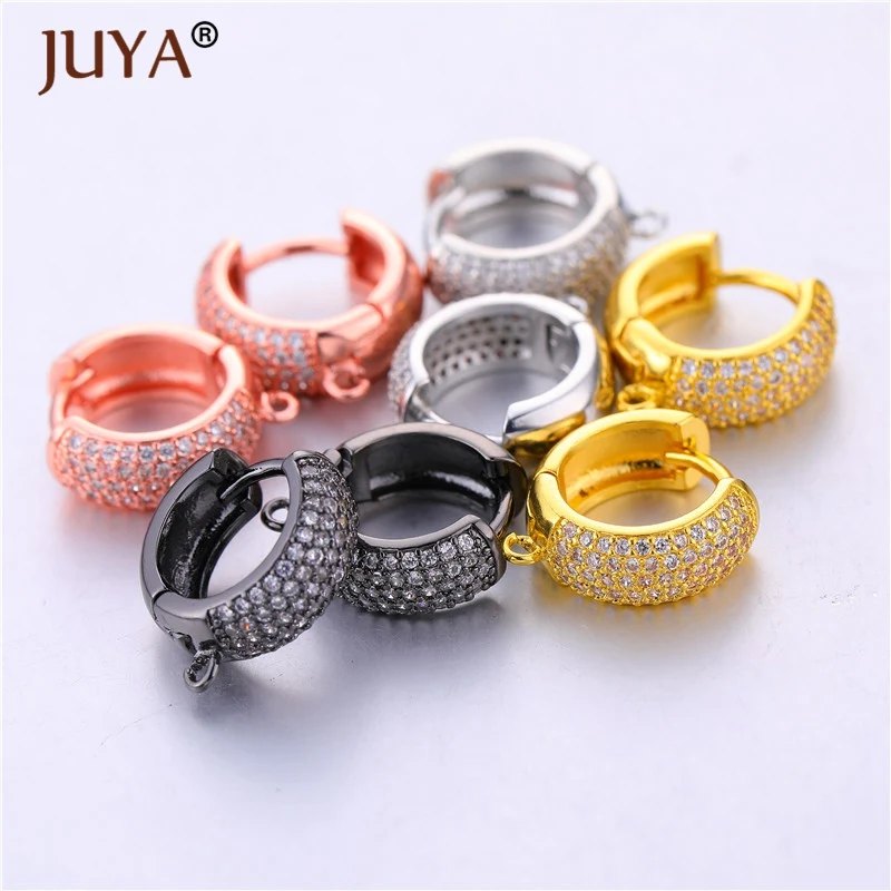 

JUYA Design AAA Cubic Zirconia Rhinestone Earring Hoops For Jewelry Making 5 Pairs Wholesale DIY Women Earrings Findings