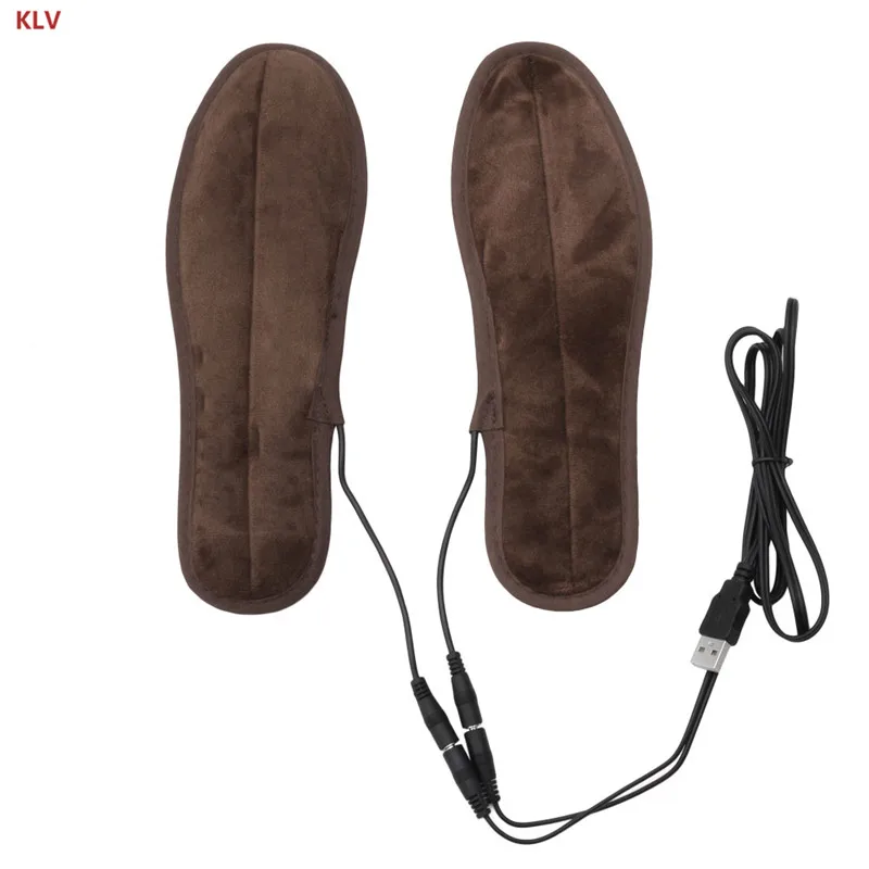 

KLV 1 Pair USB Electric Powered Plush Fur Heating Insoles Winter Keep Warm Foot Shoes CN Size 35-44