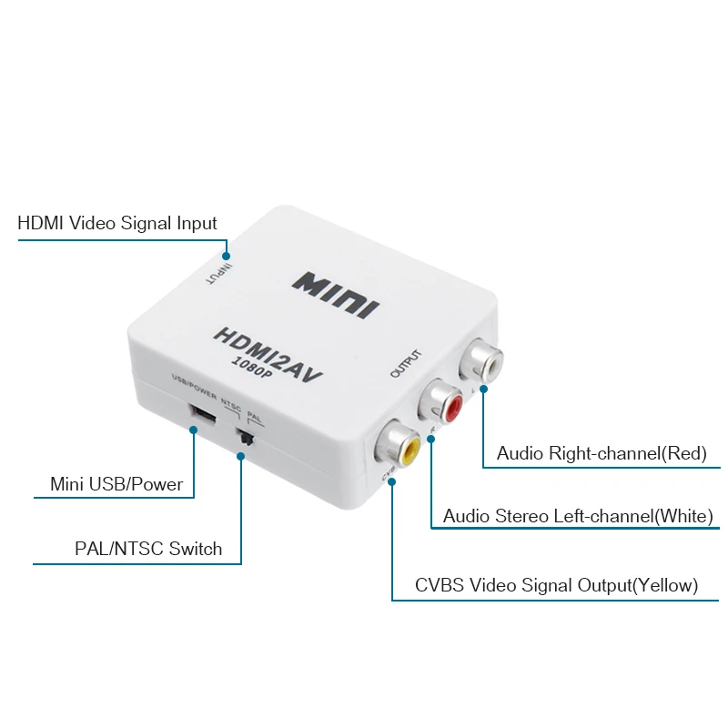 HDMI к AV CVBS MINI адаптер HD 720P 1080P AV2HDMI видео конвертер VGA AV| |