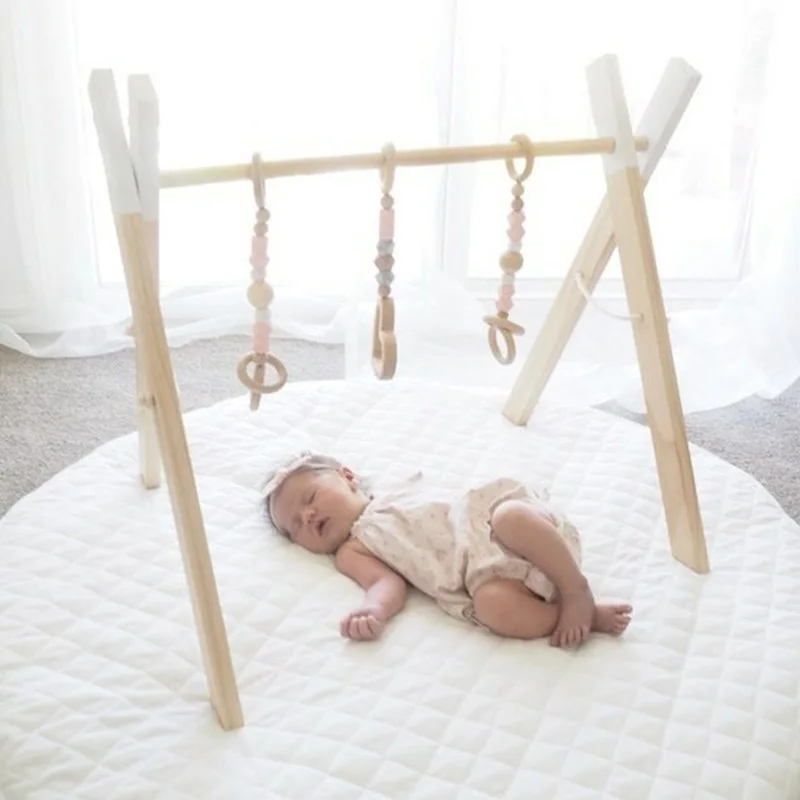 Nordic Baby Activity Gym Wood Baby Sensory Develop Wooden Play Game Frame Rack Early Education Toys Kids Newborn Room Decor