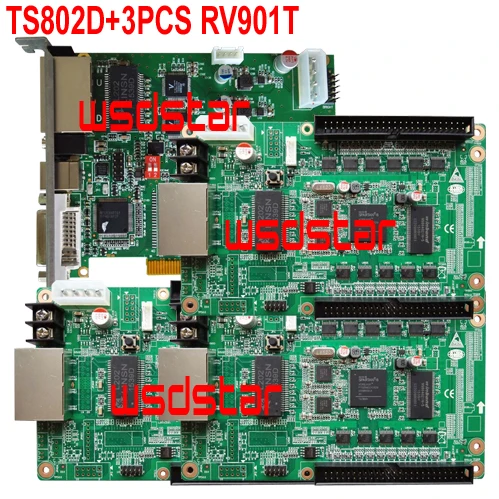 TS802D + 3 шт. RV901T (RV901 светодиодный светодиодная отправляющая карта с приемная RV801 RV801D