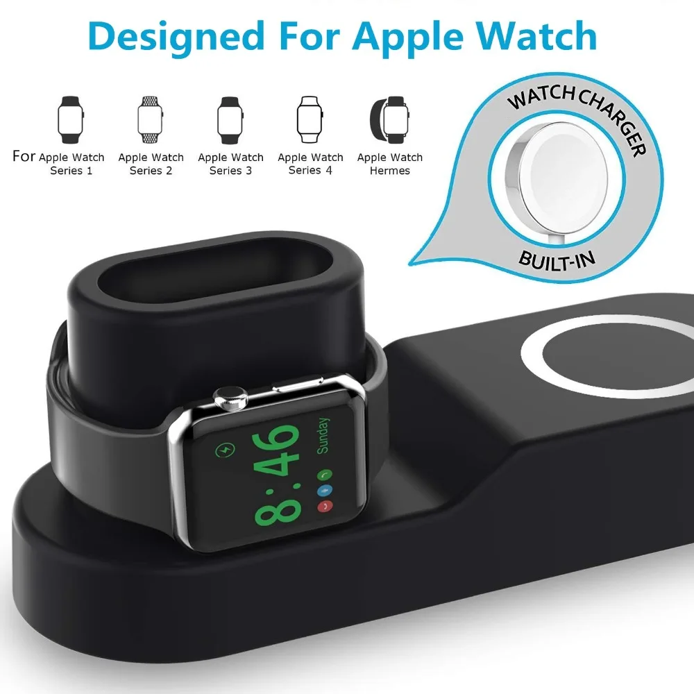 ETIMGA Быстрая зарядка стенд для iPhone XS Max XR X 8 AirPods Apple Watch 4 3 2 Qi Беспроводная