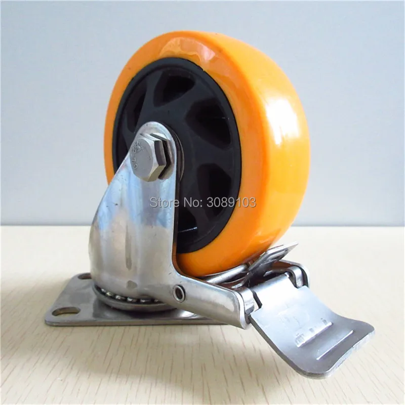 Лидер продаж 4 шт. дюймовые ролики из ПВХ 304 нержавеющей стали 100 мм плоские с