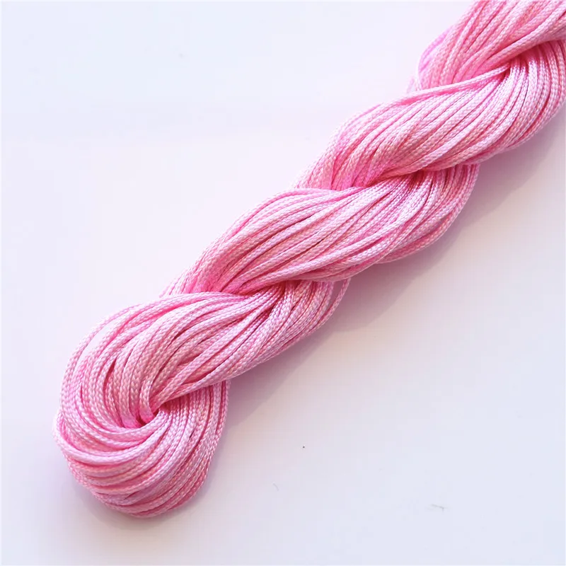 Pink 25 м Китайский Завязанный нитью мягкий атласный храповый хвост Шелк Макраме нейлоновый шнур DIY браслет ручной работы ожерелье ювелирный шнур швейные принадлежности - Цвет: Pink