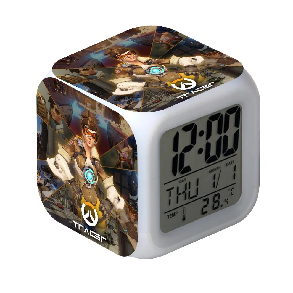 Будильник Светодиодный свет 7 цветов Изменение Orologio Digitale часы квадратный стол