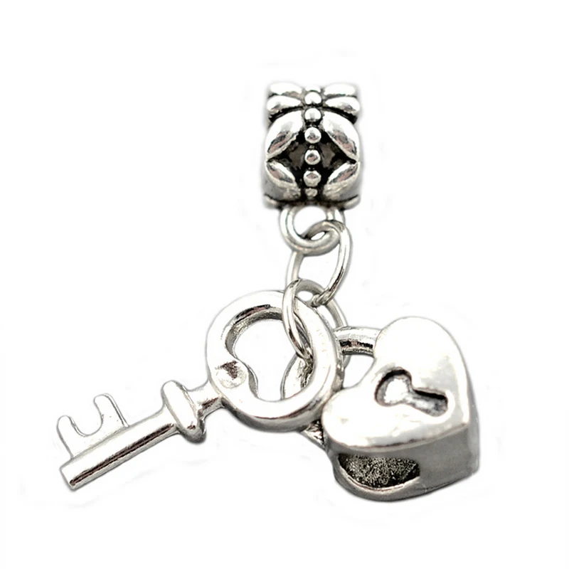

Новинка 10 шт. Серебряный замок/подвеска для ключей подвеска с большим отверстием подходит для змеиной цепочки ожерелье/браслет для женщин ю...