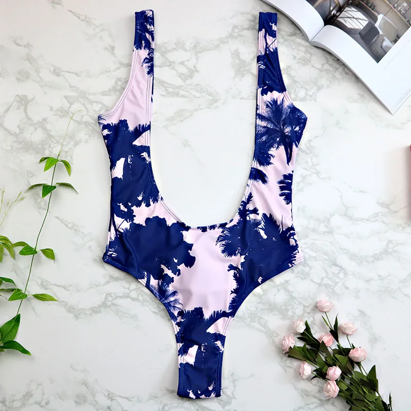 Женский купальник с принтом винтажный купальный костюм вырезами монокини 1956