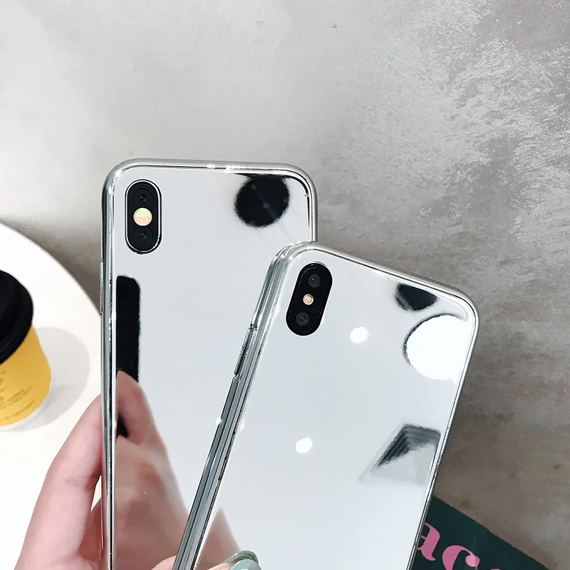 Девушка макияж зеркало квадратный чехол для телефона для iPhone 11 Pro Max XR XS Max 7 8 6S Plus чехол мягкий TPU Сторона+ PC полный корпус чехол для телефона