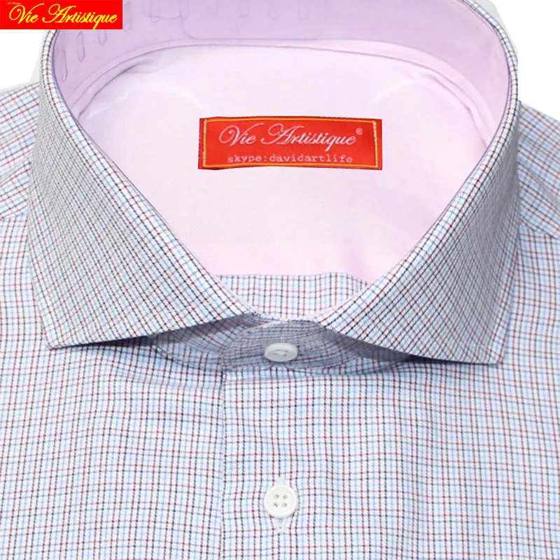 Мужская Повседневная рубашка с длинным рукавом белая классическая в клетку из