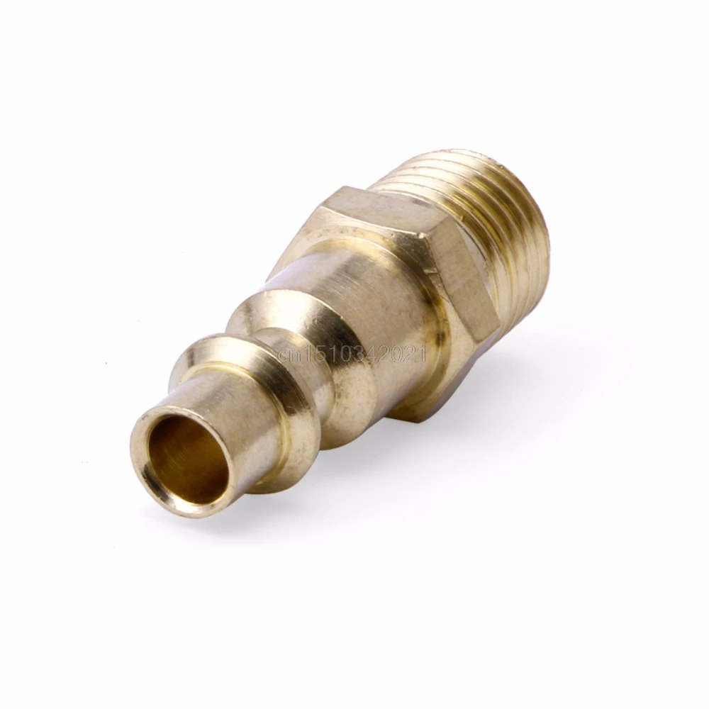

5Pcs Connector Fittings Brass Quick Coupler Set Solid Air Hose Connector Fittings 1/4" NPT Tools