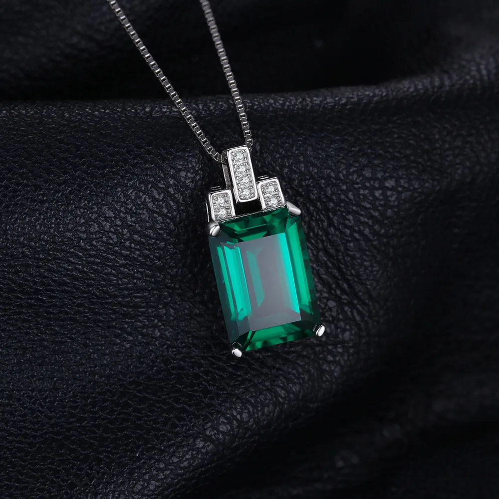Jpalace 6ct искусственное нано изумрудное ожерелье с подвеской 925 драгоценные камни