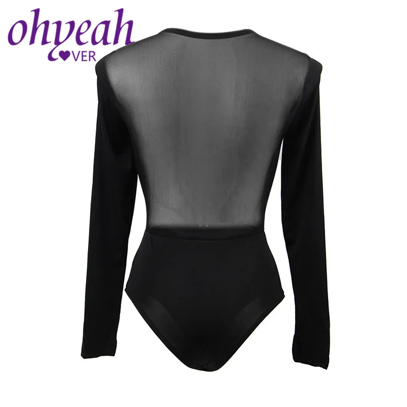 Ohyeahlover Женское боди Из Сетчатой Ткани в стиле пэчворк черные облегающие