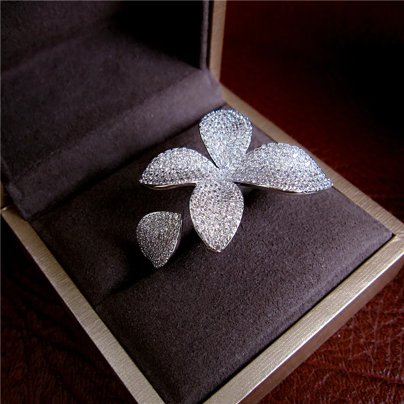 Женское кольцо с фианитом в форме листьев|wedding rings|fashion ringsring fashion |