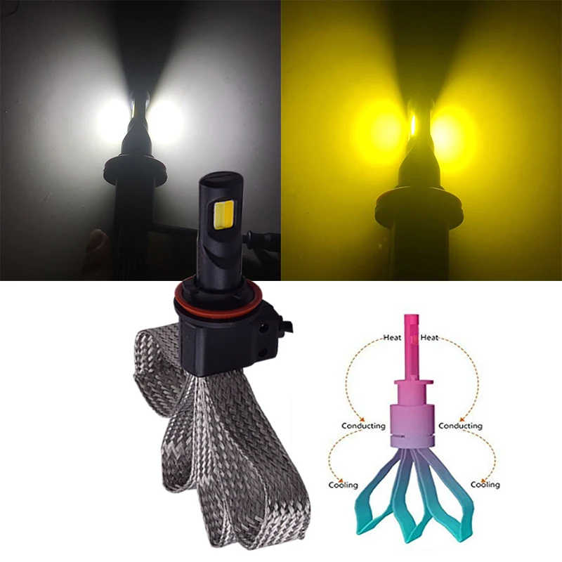 2018 новейший 7S H4 Led автомобиль 60 Вт 6400lm LED фару H7 H8 H9 H11 H1 H3 H27 880 881 HB3 9005 HB4 9006 Doble цвет luz