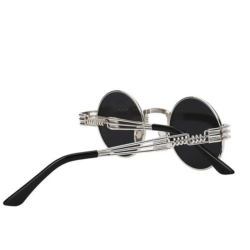 Ретро Круглые стимпанк Солнцезащитные очки UV400 защита Lunette Золотой Металл Весенние солнцезащитные очки для мужчин крутые круглые зеркальные оттенки