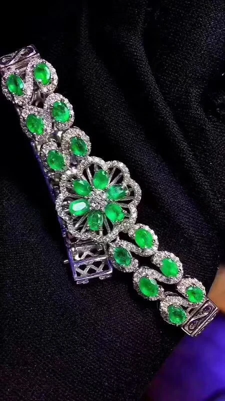 elegant charming green emerald gemstone bracelet for women jewelry natural real gem 925 sterling silver party birthday gift