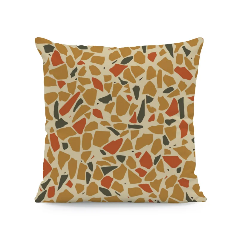 15 Fashion Literary Terrazzo Hug Pillow Stone Shard Stitching Pattern Comfortable Cushion Cover 45Cm Peach Skin Decorative Bedroom - Color: 15