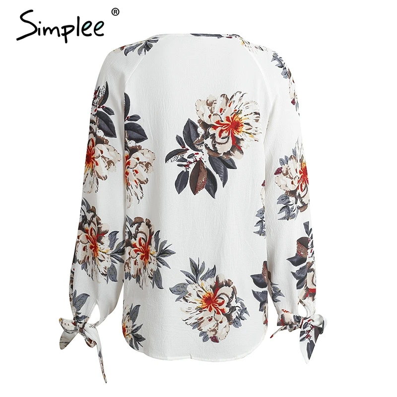 Simplee сексуальная глубокий v образный вырез женская блузка рубашка с длинным