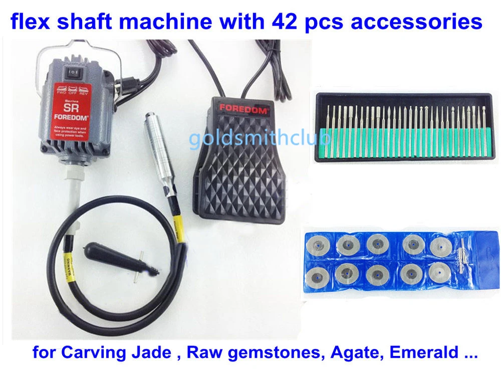 Jewelry Tools SR Motor Flex Shaft Machine for Carving Jade Raw gemstones Agate Emerald 42pcs Accessories
