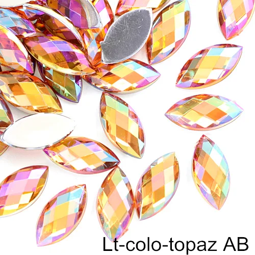 Lt-colo-topaz AB 26 цветов, 100 шт, цветные акриловые Стразы без горячей фиксации, стразы в форме конского глаза с плоской обратной стороной, клей на камни для одежды, ногтей B1169 - Цвет: Lt-colo-topaz AB
