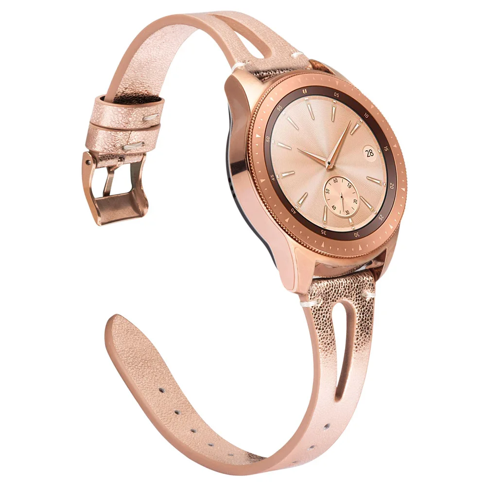 RoseGold Кожаный ремешок для samsung Galaxy Watch 42 мм 46 мм, ремешок из натуральной кожи, сменный Браслет для Galaxy Watch Active Galaxy - Цвет ремешка: RoseGold