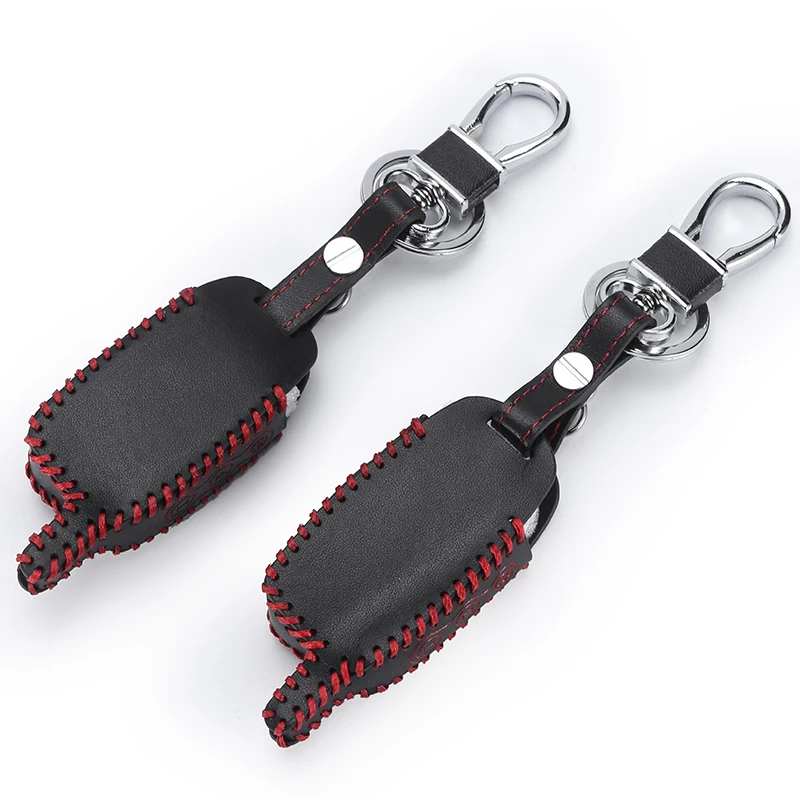 

A9 A6 LCD Remote Controller Keychain Genuine Leather Cover For Two Way Car Alarm StarLine A6 A9 A8 Key Case Holder