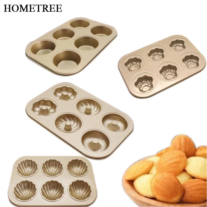 

HOMETREE New 6 Cups Carbon Steel Doughnut Mold Nonstick Flower Muffin Tray Desserts Mould DIY Baking Pastry Bakeware Tools H446