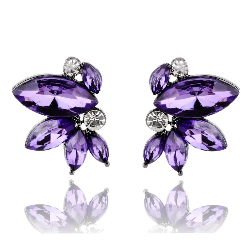 purple LUBOV симметричные серьги-гвоздики с акриловым опалом для женщин, уникальные модные ювелирные изделия, рождественский подарок для девочек - Окраска металла: purple