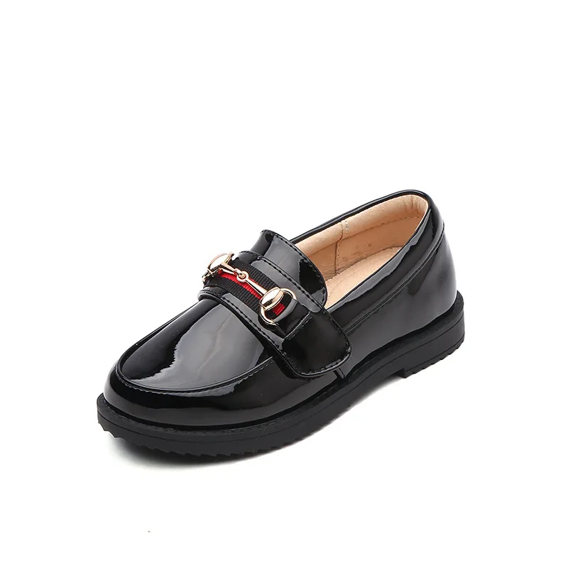 

Bigger Girls Leather Shoes Shallow Princess Flat Shoes Patent Leather Kid Black Party Shoes Slip-on British Style Outdoor Shoes