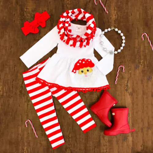 Emmababy рождественские милые детские топы для маленьких девочек платье Санта брюки