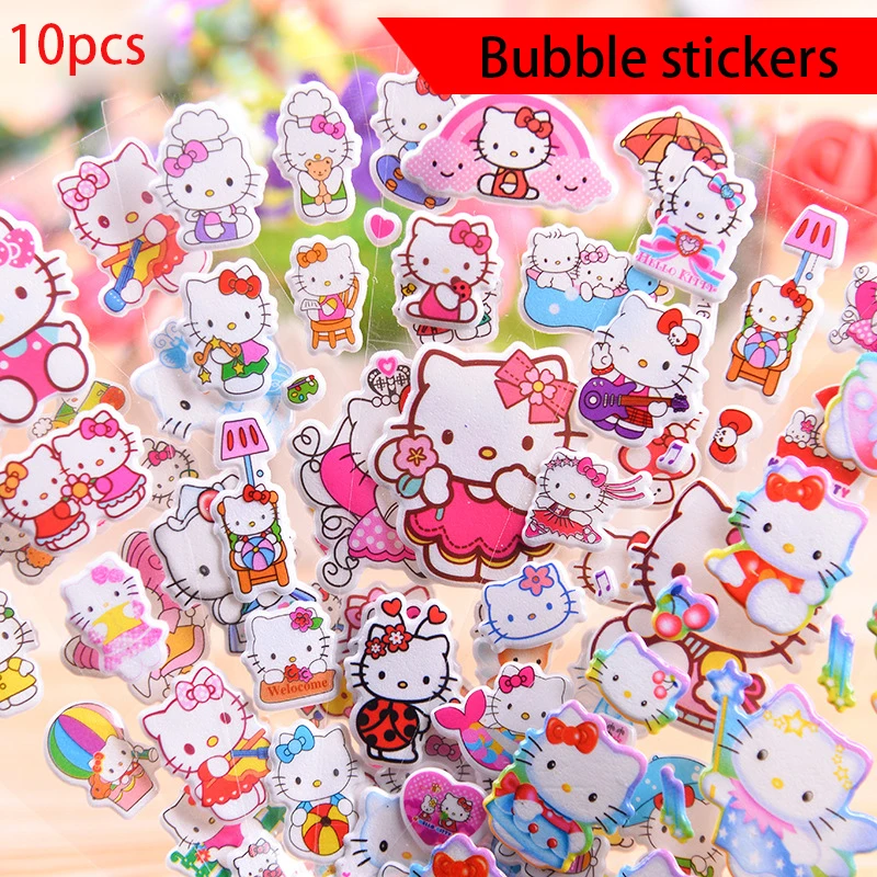 10 шт./компл. рисунок &quothello kitty&quot 3D пузырь наклейки Детский мультфильм альбом