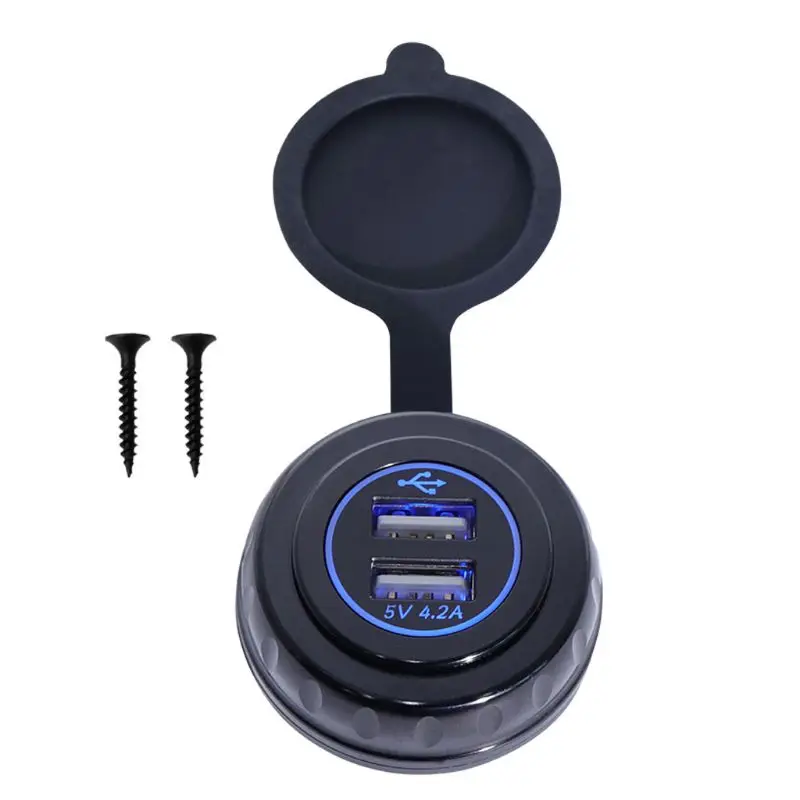 

Universal DIY Waterproof Dual Ports USB Charger 5V/2.1A LED Power Adapter Socket with Cable for DC 12V-24V Cars Vehicles Boat